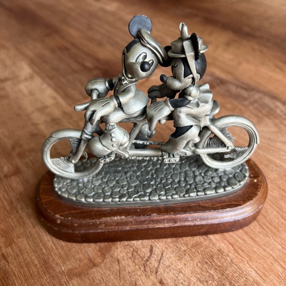 1994 Disney Chilmark Special Edition Mickey Minnie Bicycle Built For Two Pewter
